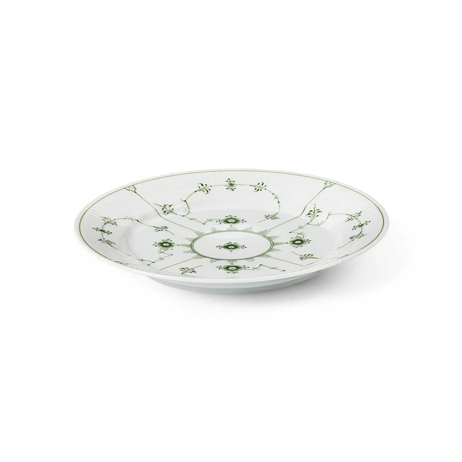 Royal Copenhagen Grøn Musselmalet Riflet tallerken 22 cm grøn