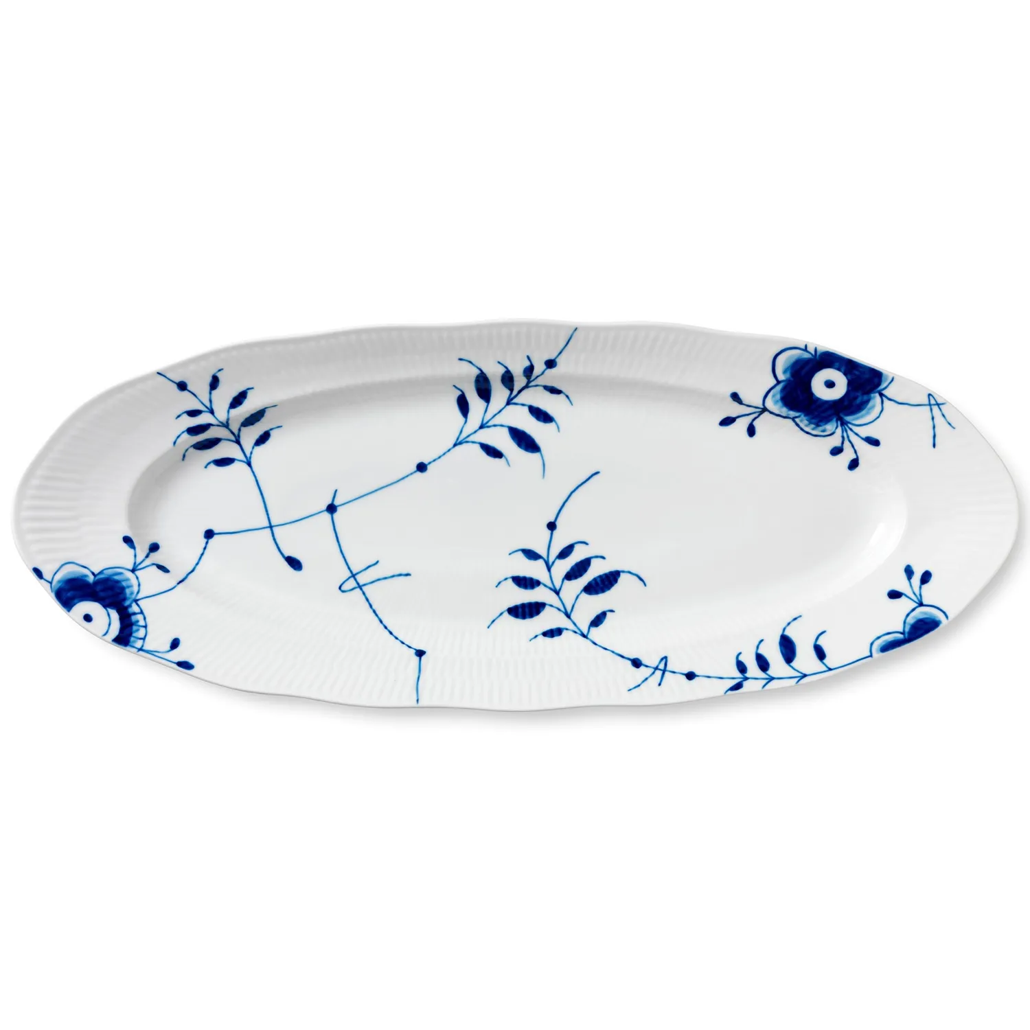 Royal Copenhagen Blå Mega Riflet fad 60 cm blå