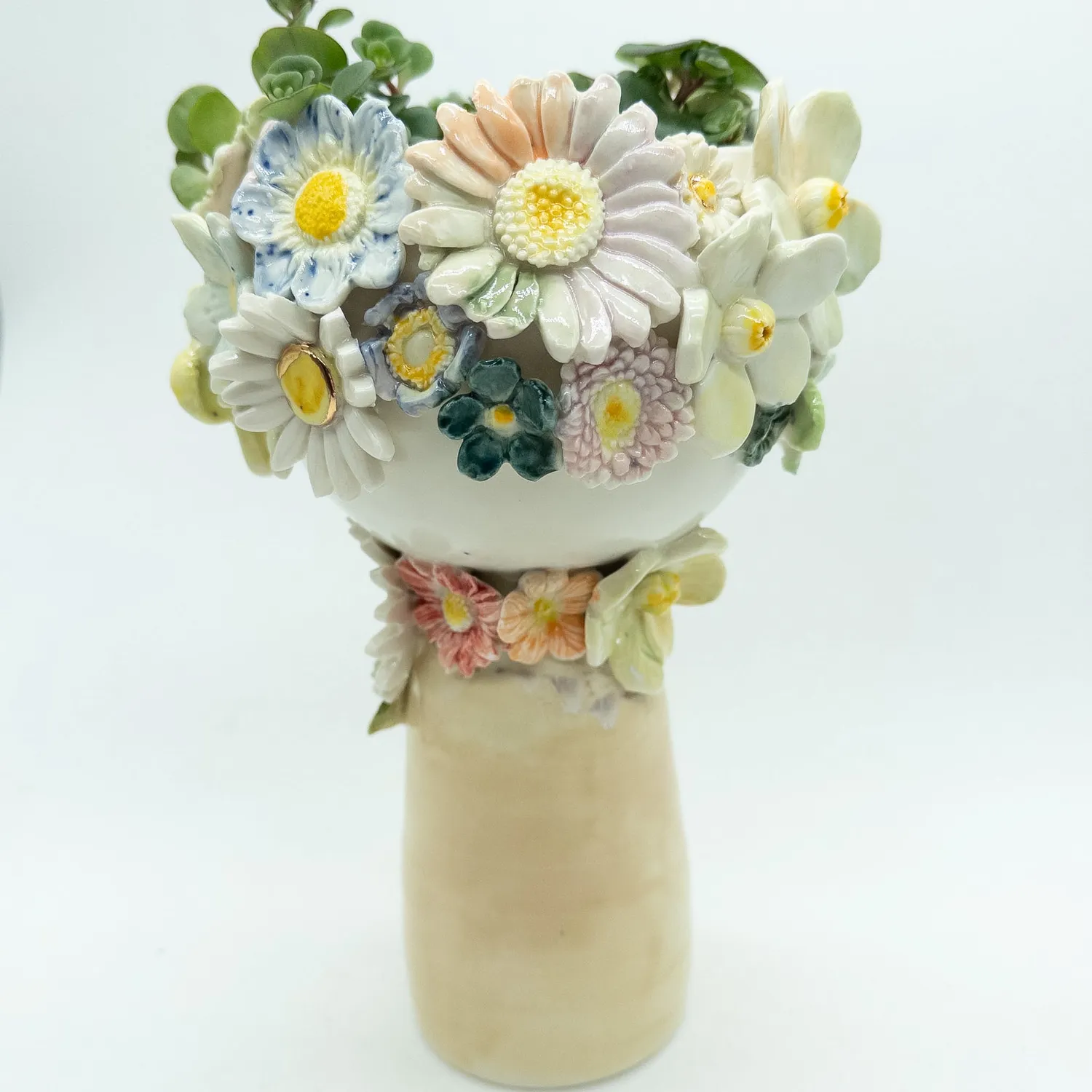 A for Anette Keramik Blomsterdame Dina skulptur mellem håndlavet