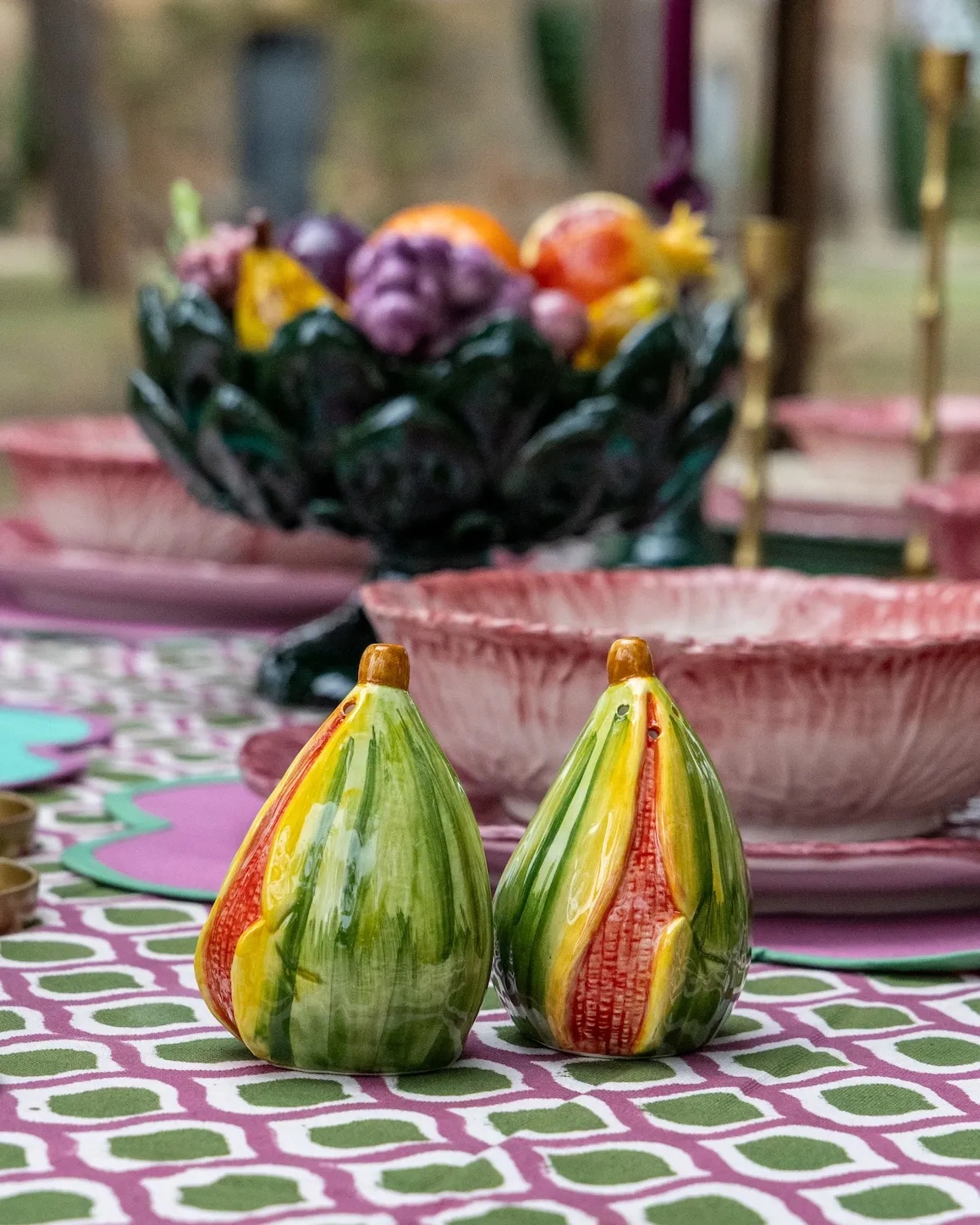 Les Ottomans Figues salt- og pebersæt håndmalet keramik