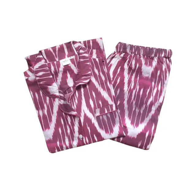 Les Ottomans PJ04 pyjamas bomuld ikat mønster