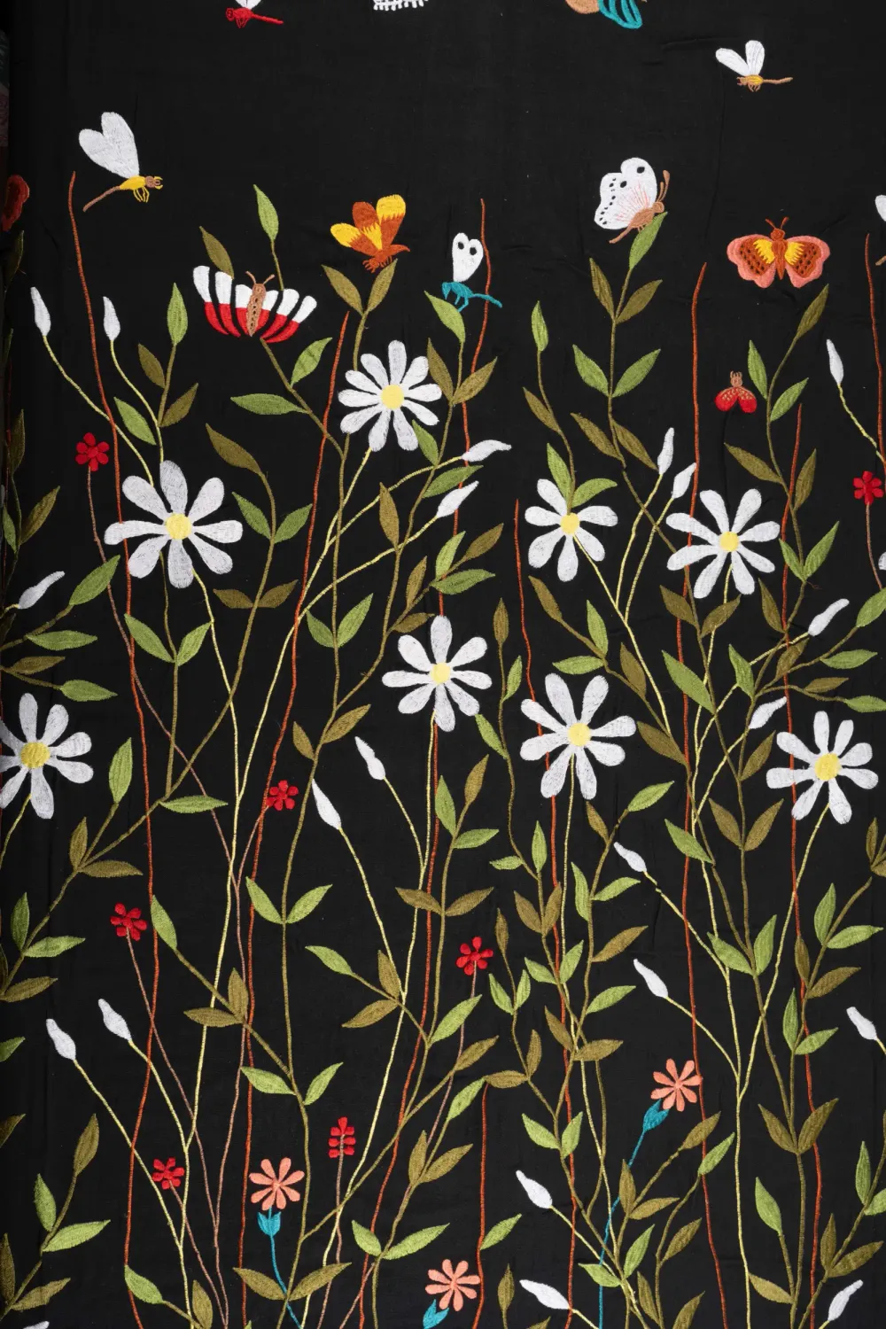 Les Ottomans EBTBLACK dug sort bomuld blomsterbroderi