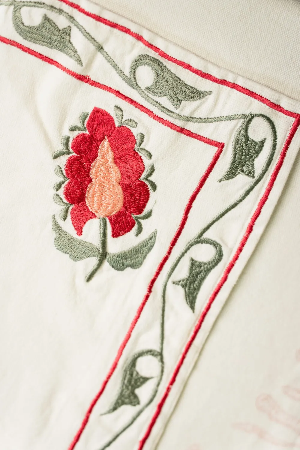 Les Ottomans Rose dækkeserviet serviet sæt bomuld broderet