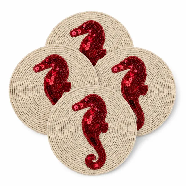 Les Ottomans SEQ03 glasbrikker perler sæt 4 havmotiv