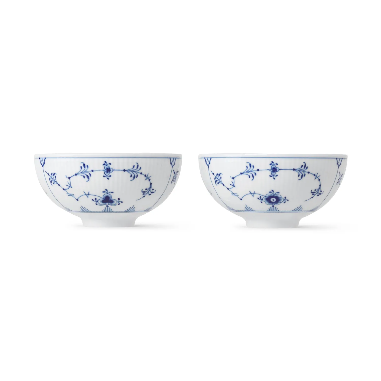 Kgl. Porcelæn Musselmalet Riflet skål 30 cl 2 stk blå