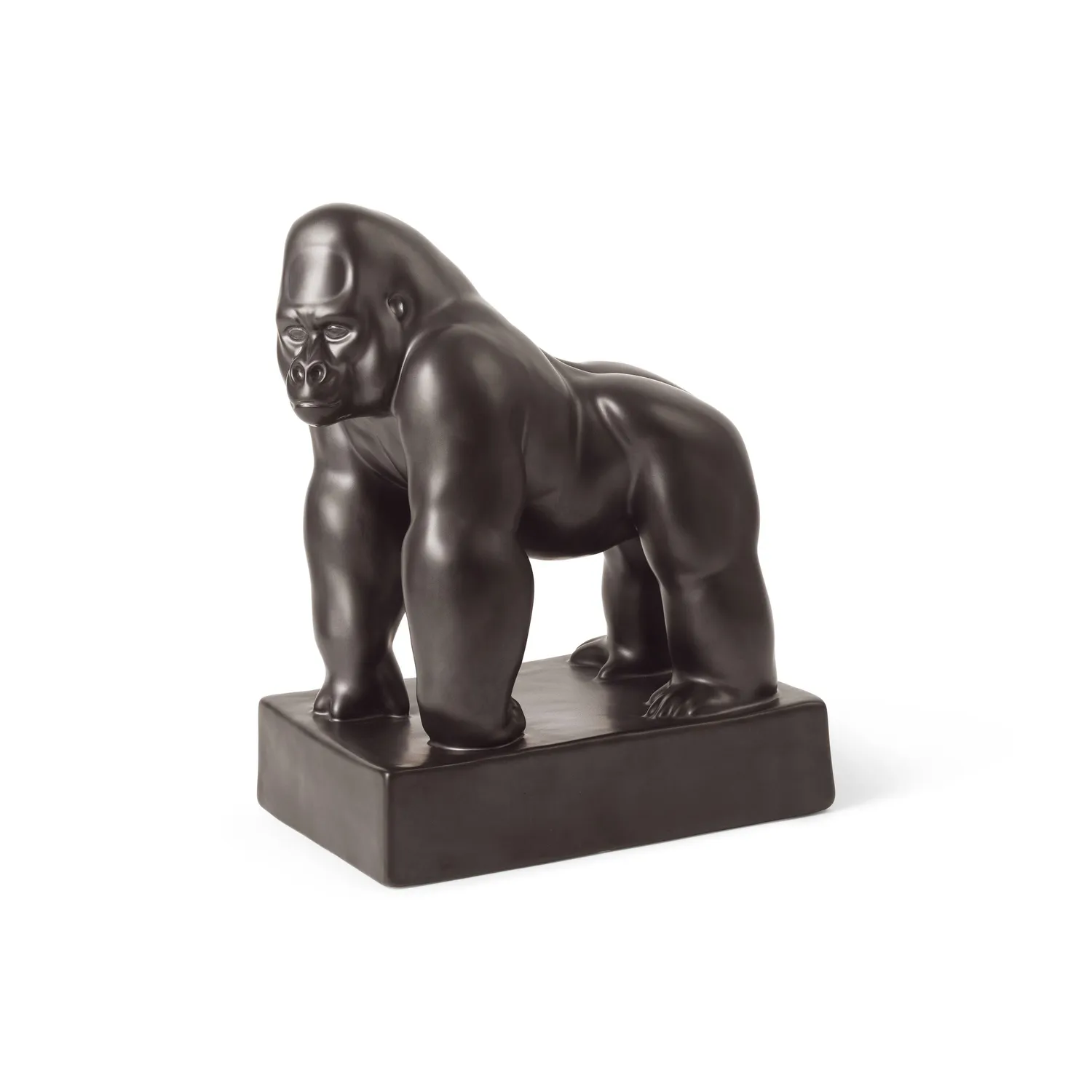 Kgl. Porcelæn Figurer stående gorilla 20 cm grafit