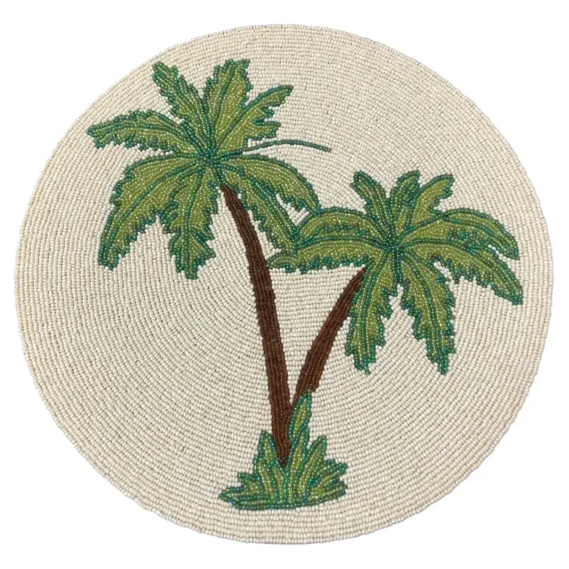 Les Ottomans Palme dækkeserviet perler 2 stk grøn