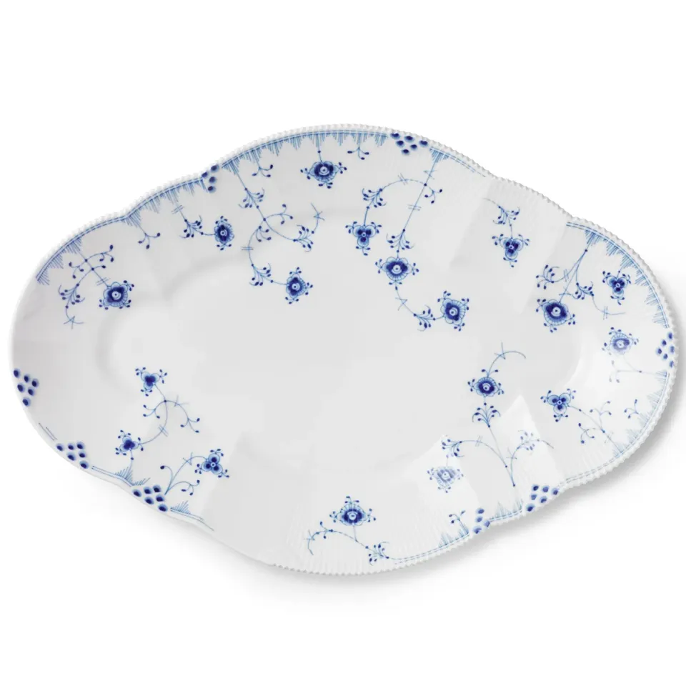 Kgl. Porcelæn Blå Elements fad 49 cm ovalt