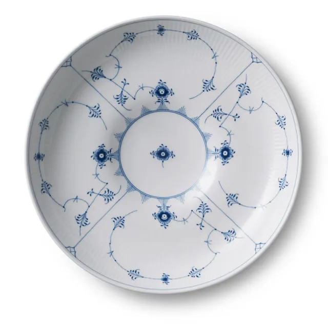 Kgl. Porcelæn Musselmalet Riflet skål 34 cm stor servering