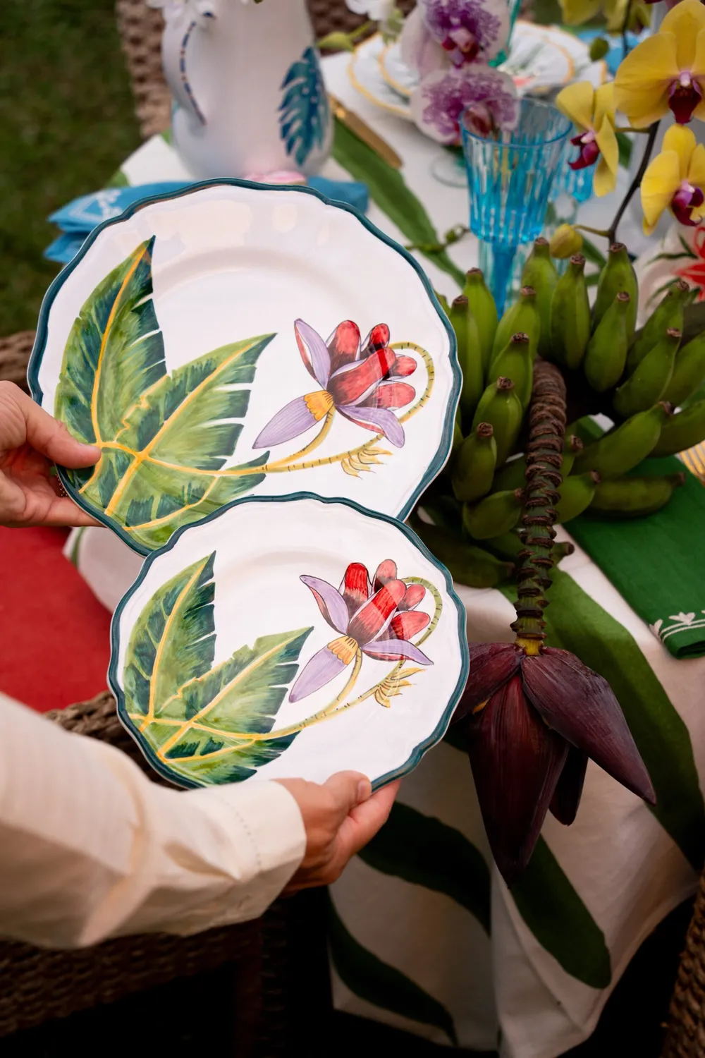 Les Ottomans Orchidee Brasiliane BOR04 flad tallerken håndmalet