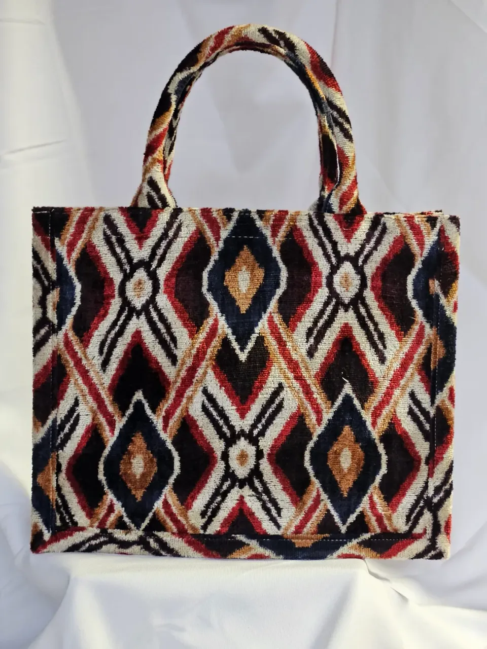 Les Ottomans tote taske stor 03 silkevelour ikat