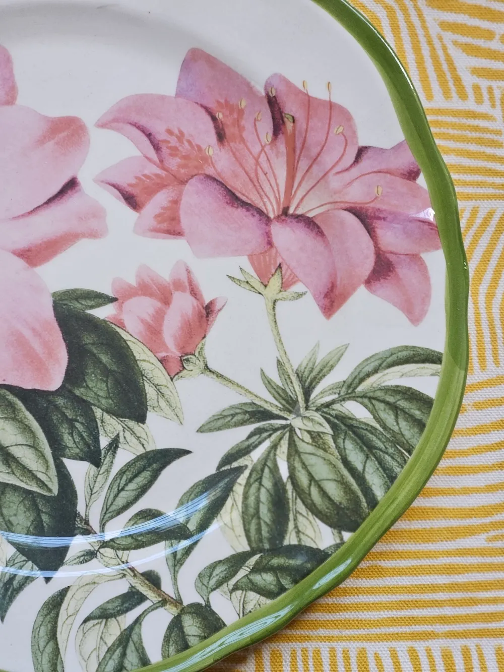 Les Ottomans flad tallerken sæt 2 håndmalet blomst