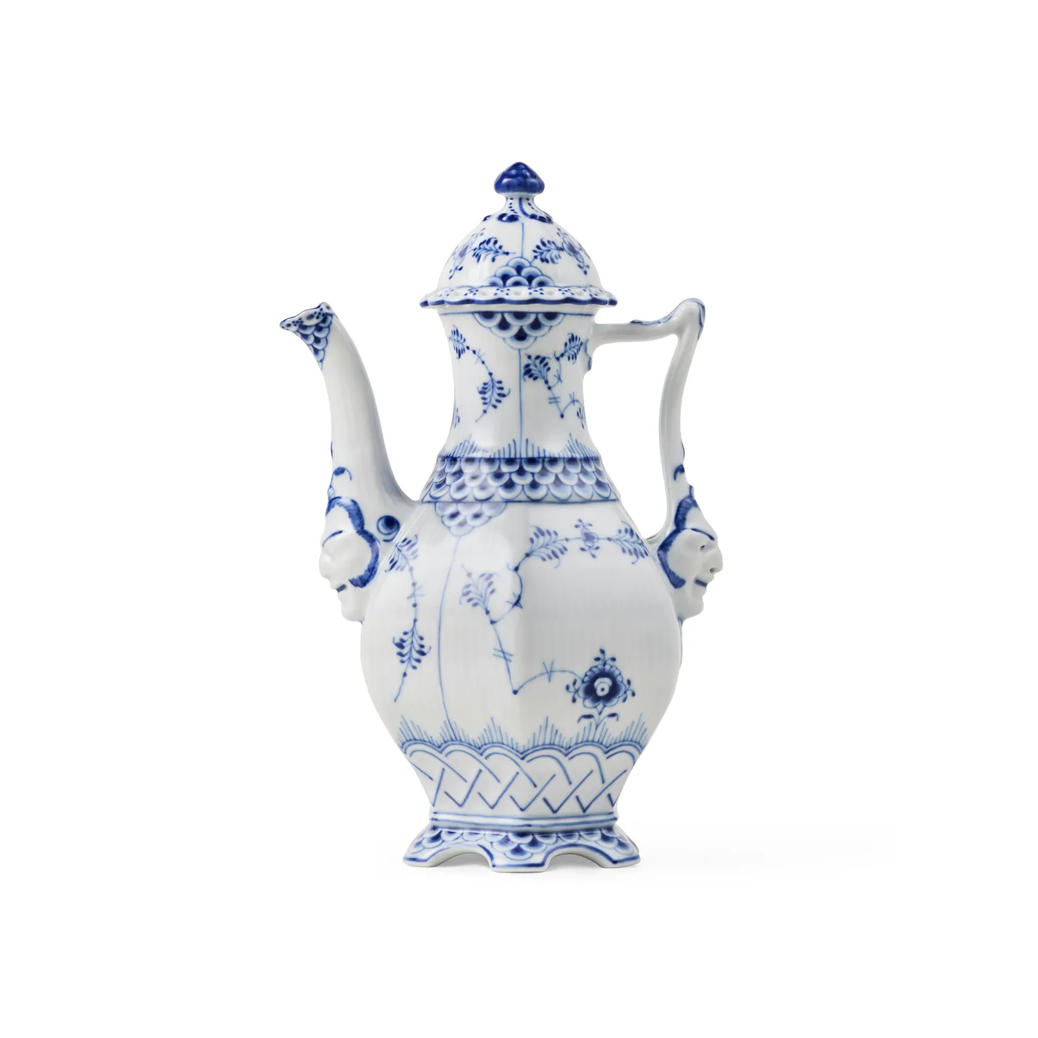 Kgl. Porcelæn Musselmalet Helblonde kaffekande 50 cl håndmalet
