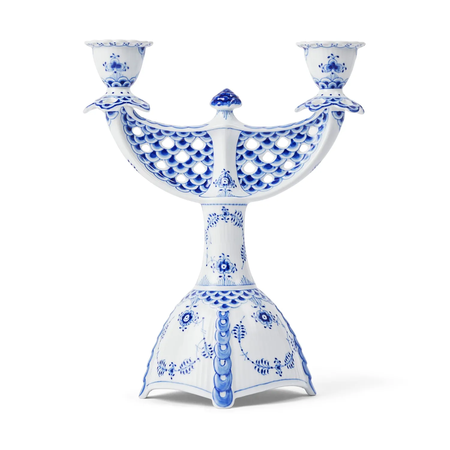 Kgl. Porcelæn Musselmalet Helblonde kandelaber 25,5 cm