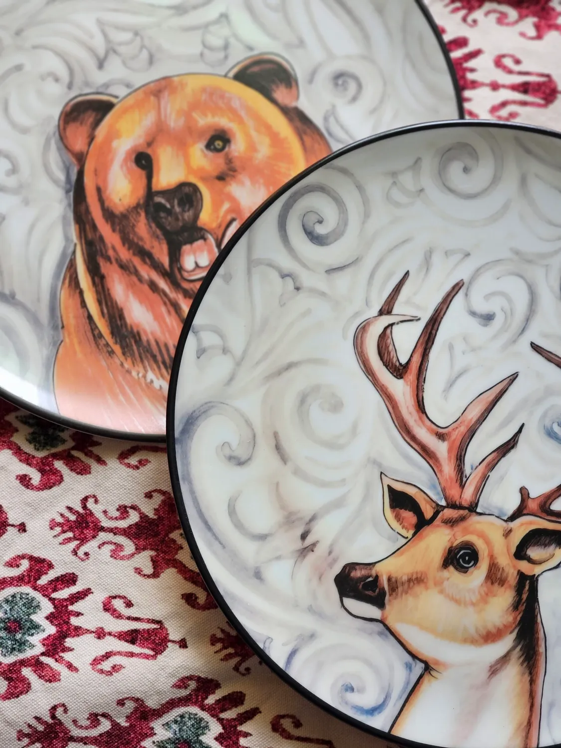 Les Ottomans Menagerie dHiver tallerken porcelæn 2 stk