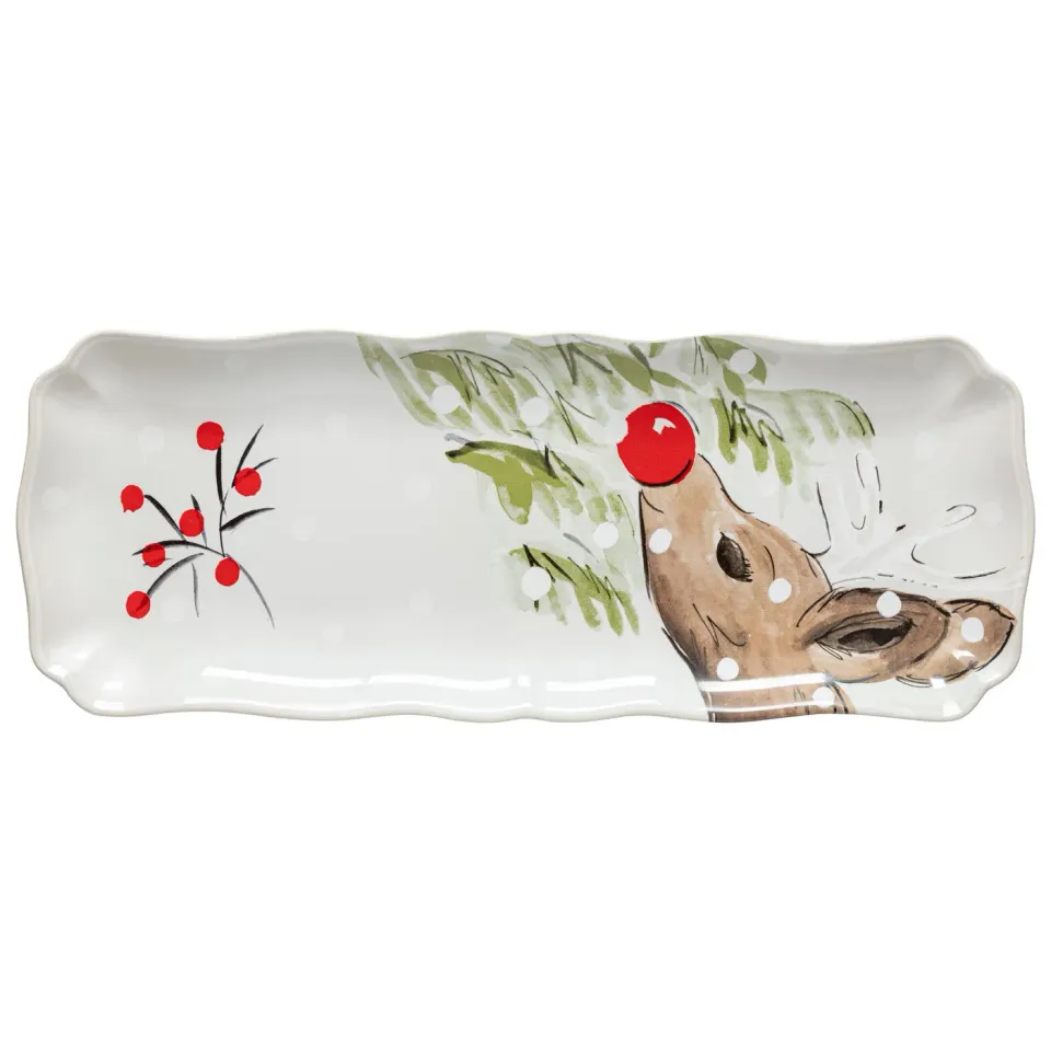 Costa Nova Deer Friends fad rektangulært hvidt blankt