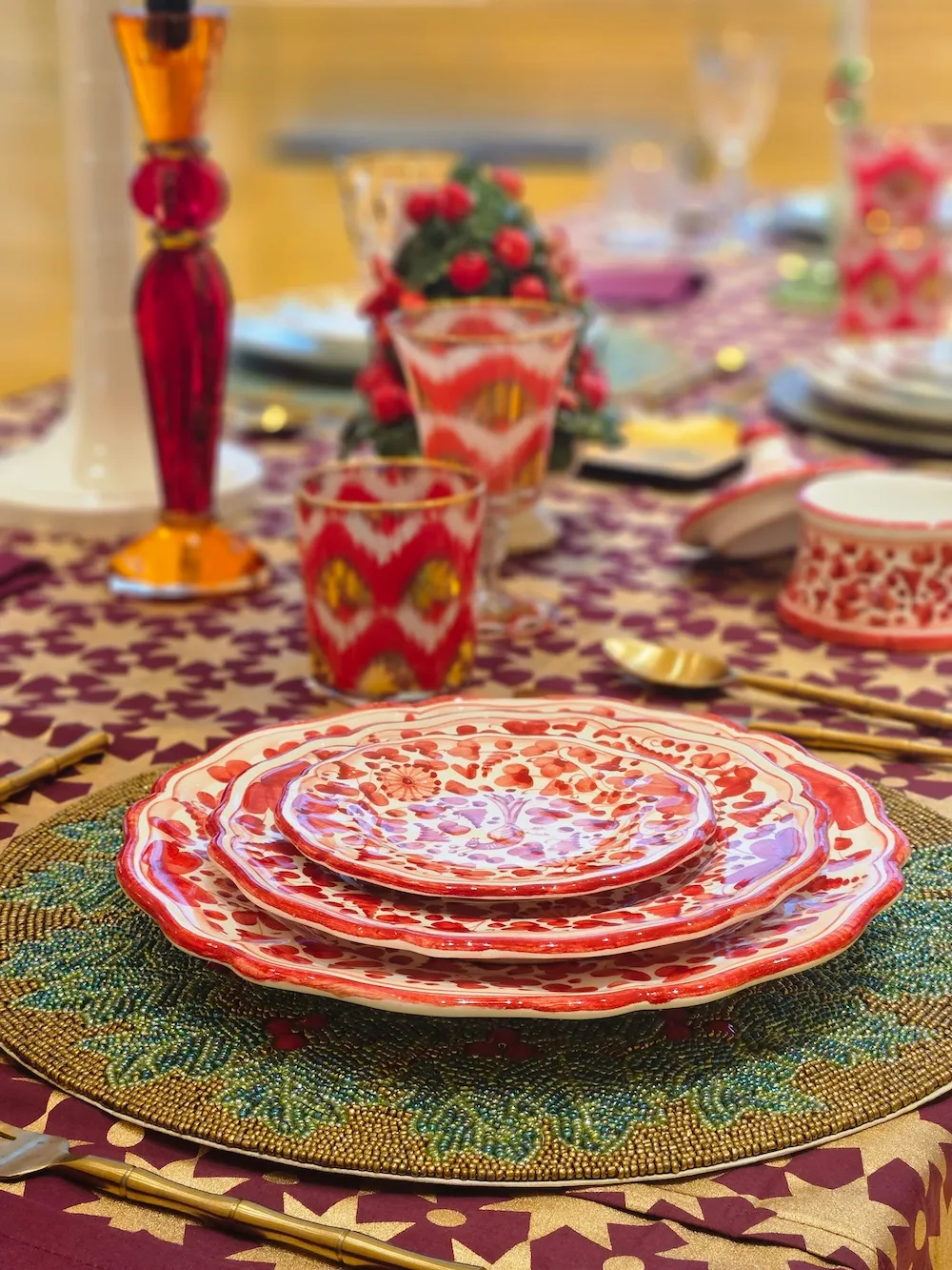 Les Ottomans Uccelli e Fiori PK03 brødtallerken håndmalet