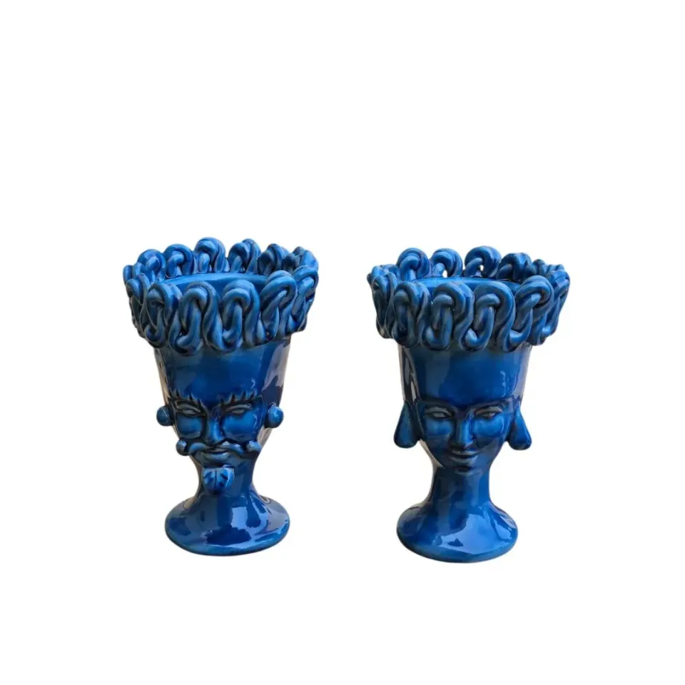 Les Ottomans Sicily Sculpture vase sæt af 2 håndmalet