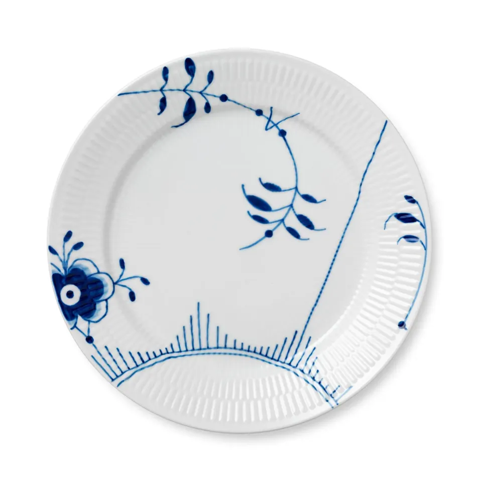 Kgl. Porcelæn Blå Mega Riflet tallerken 27 cm dekoration 2