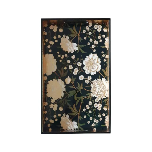 Les Ottomans LT04 bakke lakeret træ blomstret