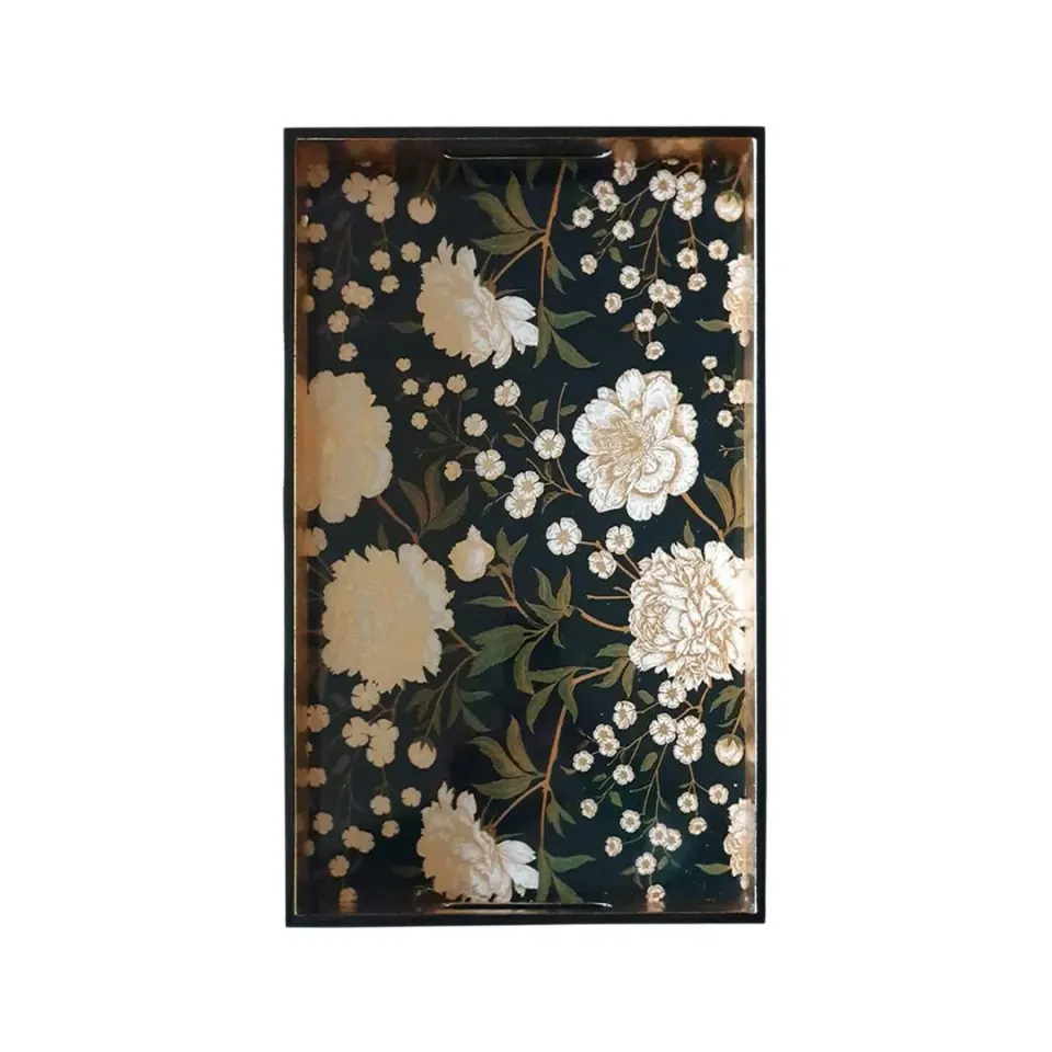 Les Ottomans LT04 bakke lakeret træ blomstret
