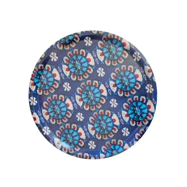 Les Ottomans Ikat serveringsbakke rund træ