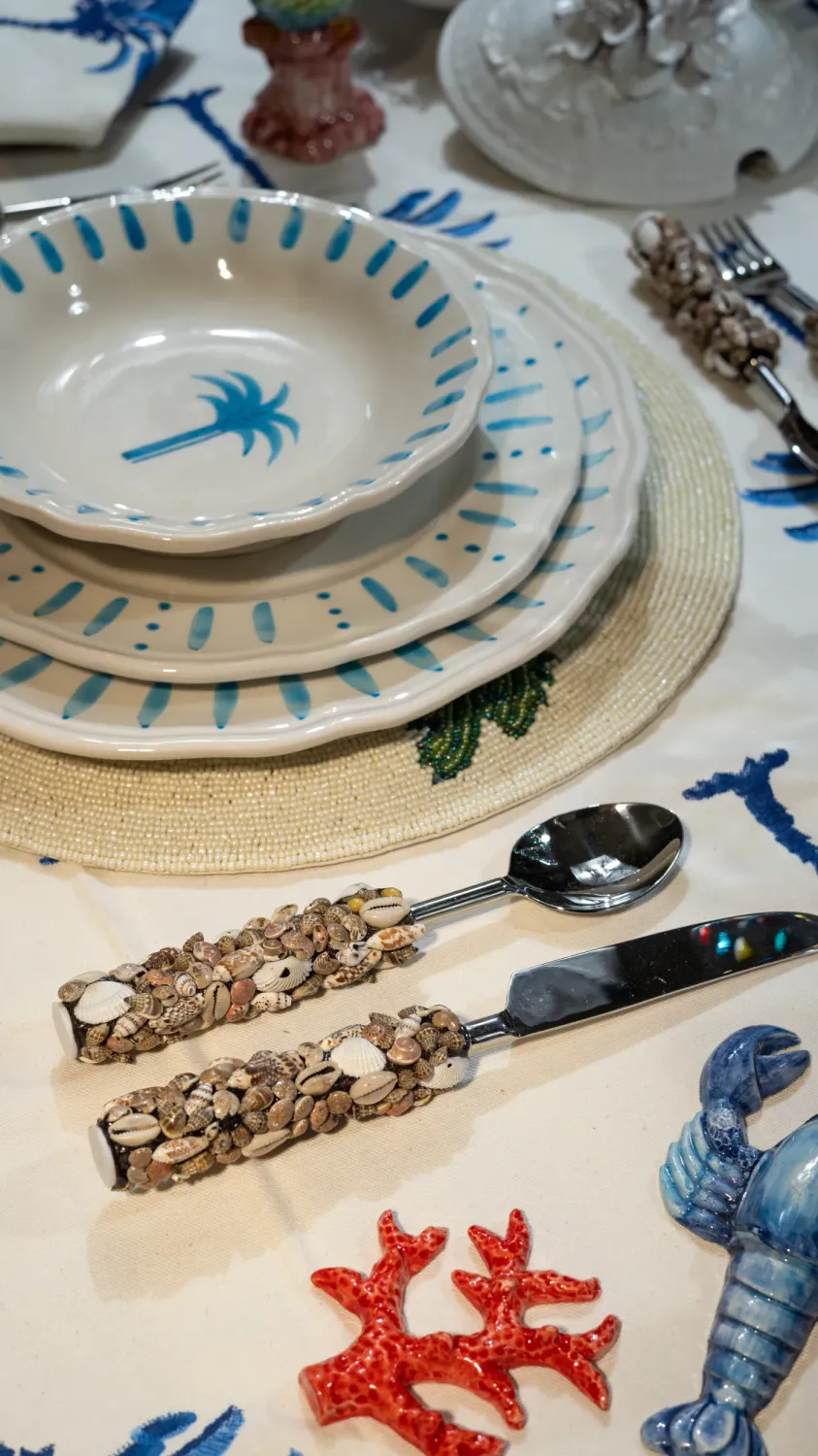 Les Ottomans Shell bestiksæt musling sommerbord