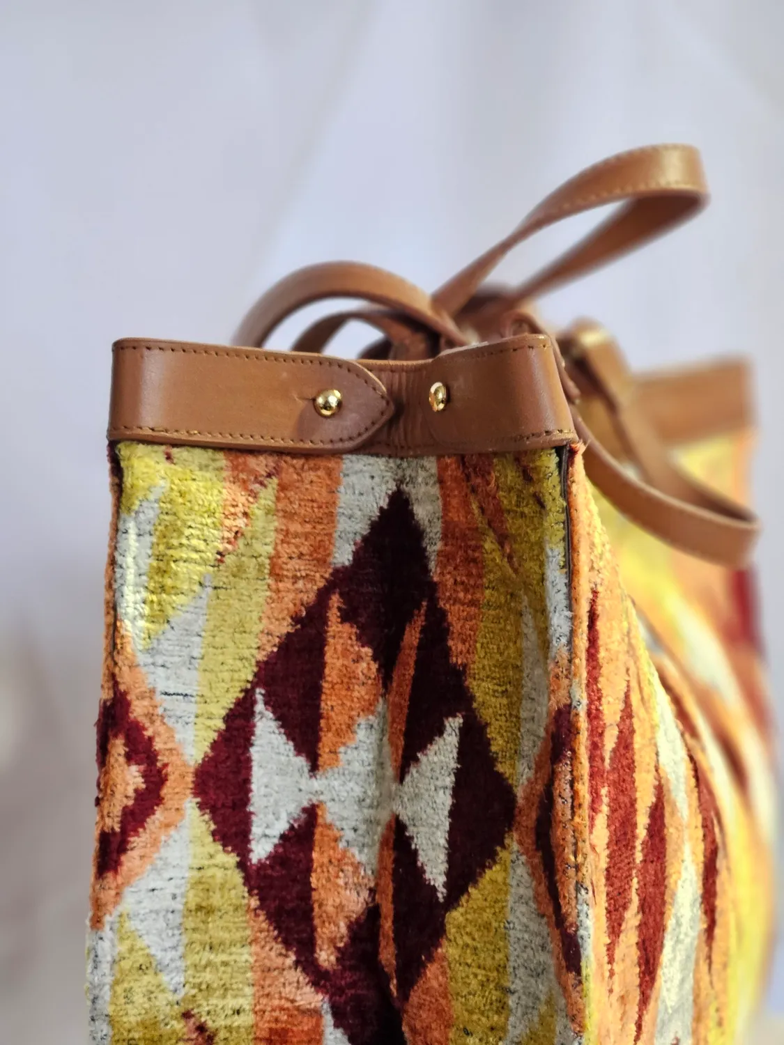 Les Ottomans stor tote taske silkevelour ikat #15