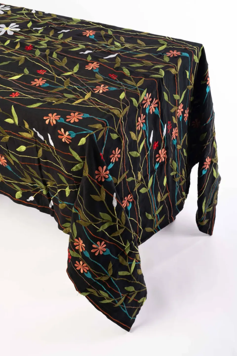 Les Ottomans EBTBLACK dug sort bomuld blomsterbroderi