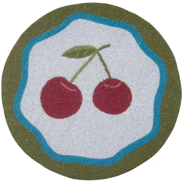 Les Ottomans Kirsebær dækkeserviet perler 2 stk