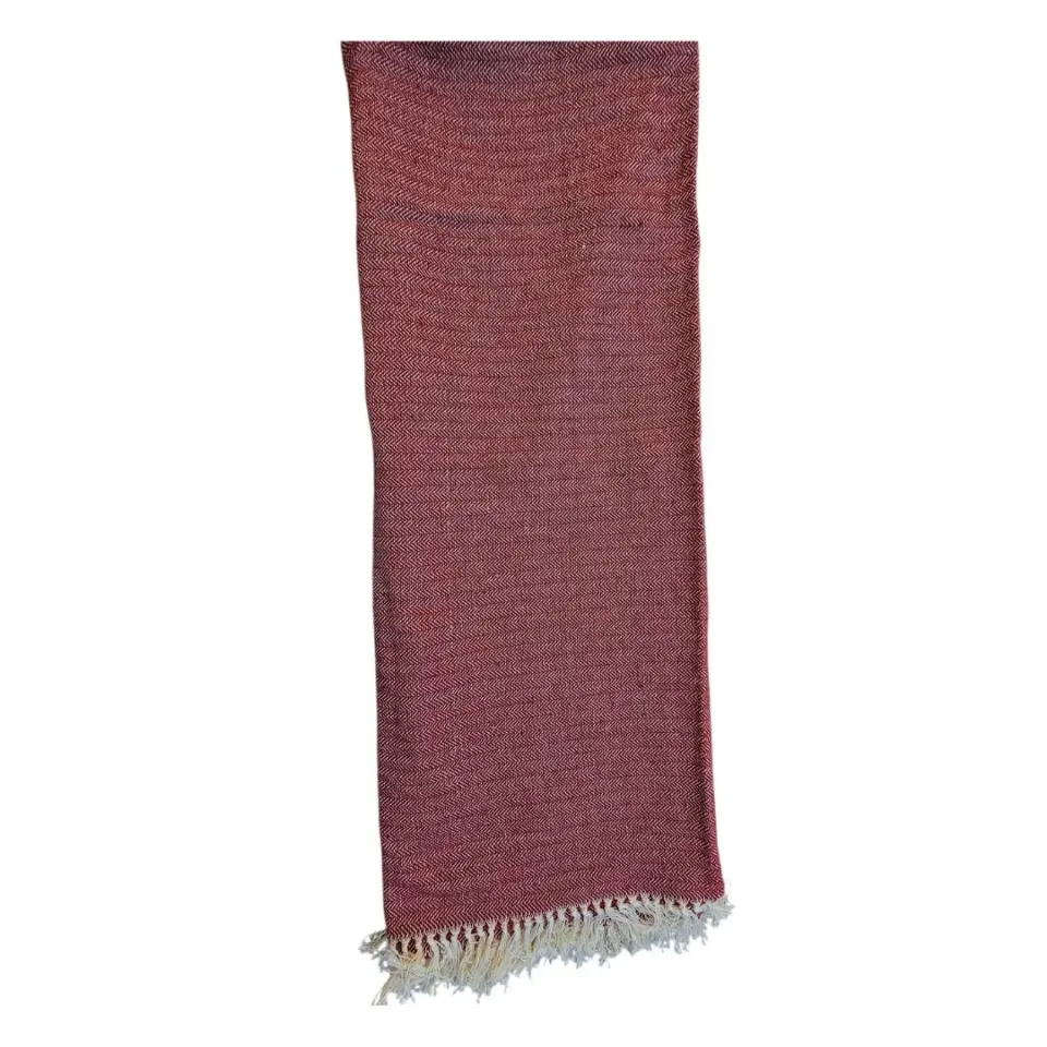 Les Ottomans Rosa plaid bomuld med kvaster