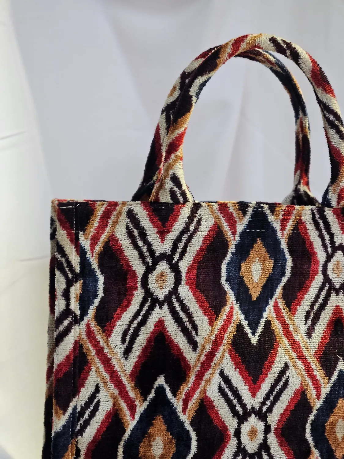 Les Ottomans tote taske stor 03 silkevelour ikat
