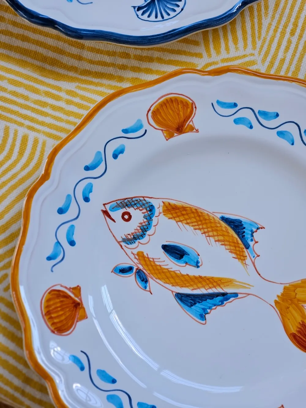 Les Ottomans Pesci desserttallerkener fisk sæt 4 håndmalet