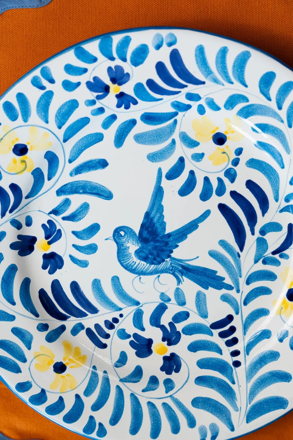 Les Ottomans tallerken håndmalet fugle blomster