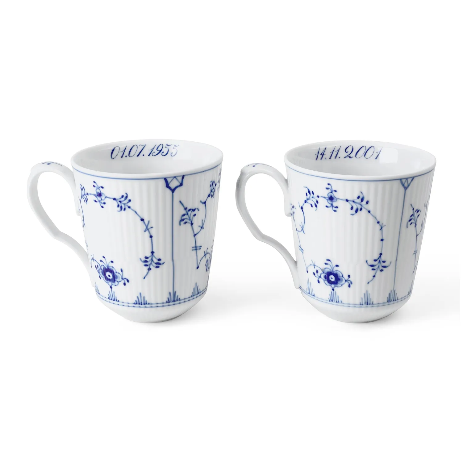 Kgl. Porcelæn Musselmalet Riflet kop Bespoke 38 cl 2 stk
