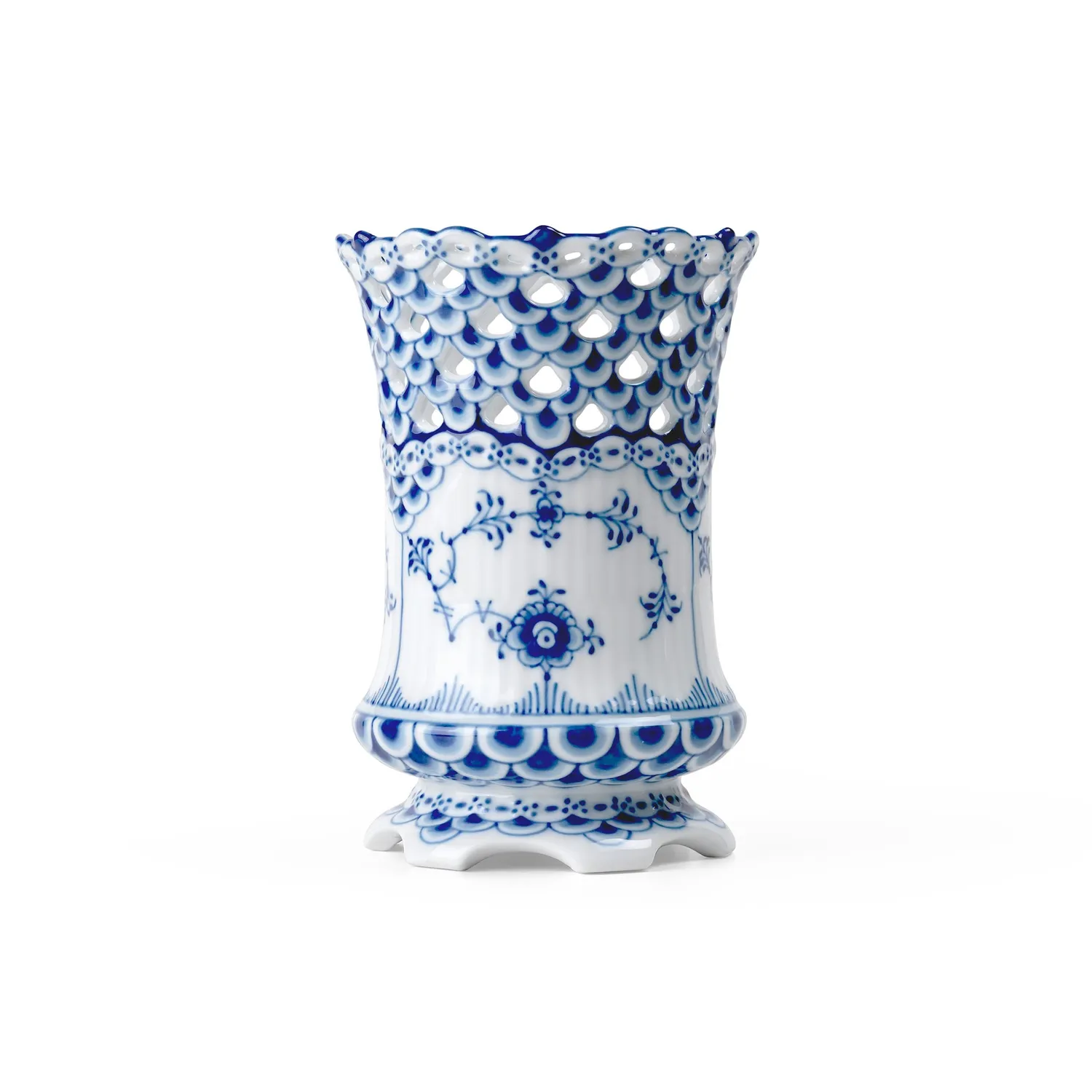 Kgl. Porcelæn Musselmalet Helblonde vase 11 cm blå