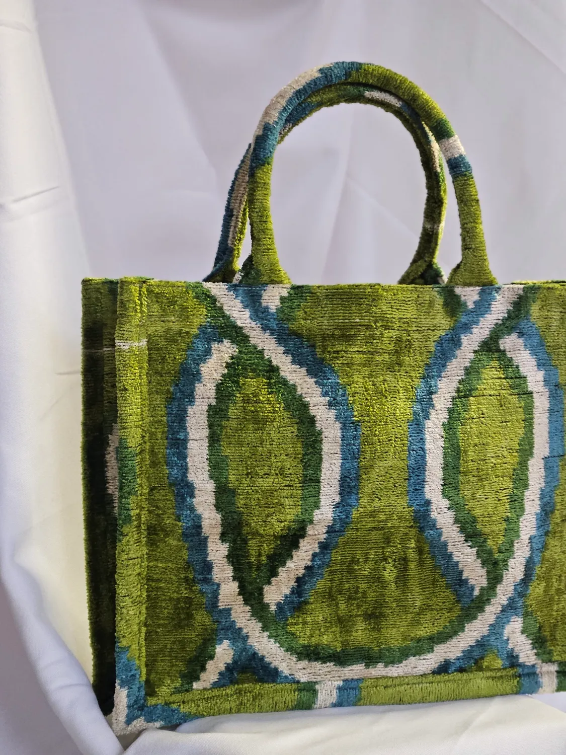 Les Ottomans Grande 05 tote taske stor silkevelour ikat
