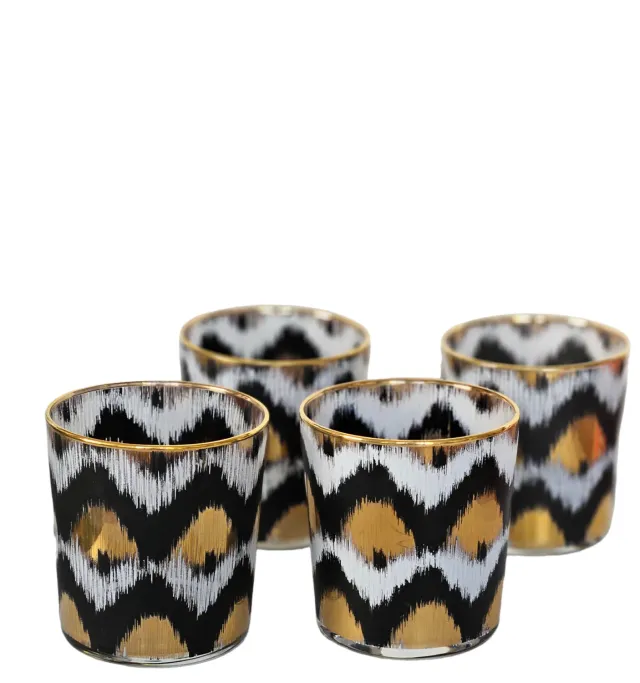 Les Ottomans Ikat Nero drikkeglas sort 4 stk