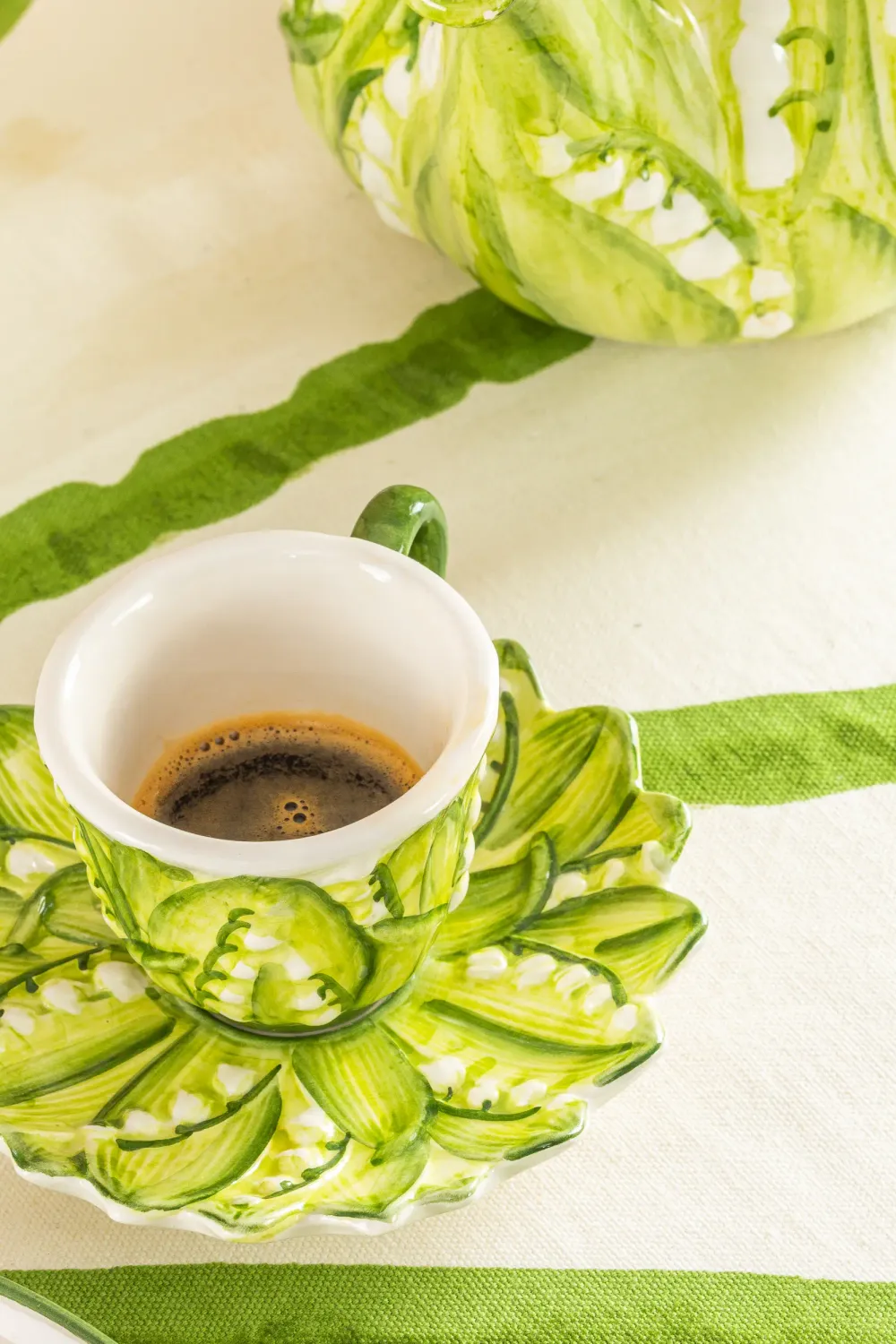 Les Ottomans Lily of the Valley kaffekop med underkop