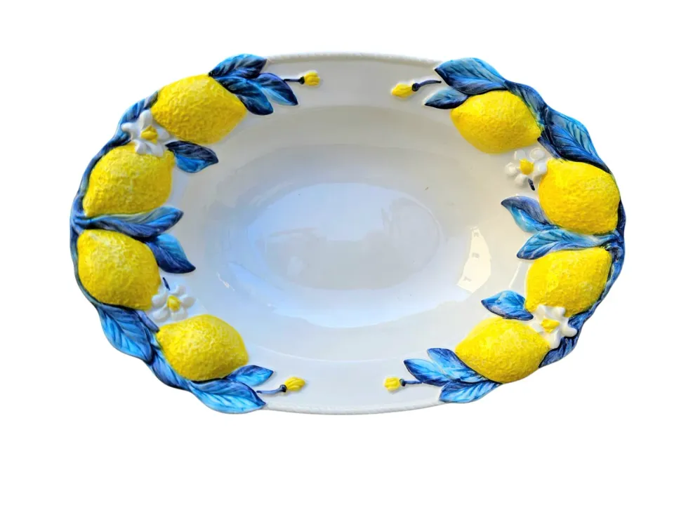 Les Ottomans Limone LMNB04 fad blå håndmalet keramik