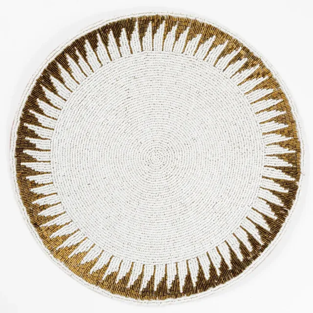 Les Ottomans Perline dækkeserviet hvid/guld perler