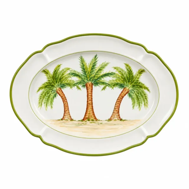 Les Ottomans Palm Tree serveringsfad keramik TTR01 håndmalet