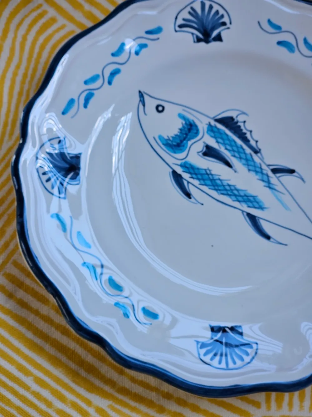 Les Ottomans Pesci desserttallerkener fisk sæt 4 håndmalet