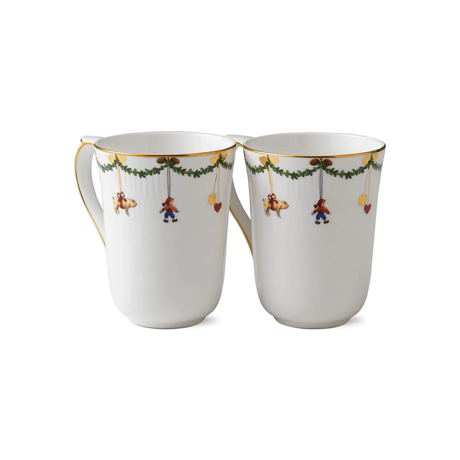 Kgl. Porcelæn Stjerne Riflet Jul kop 36 cl 2 stk