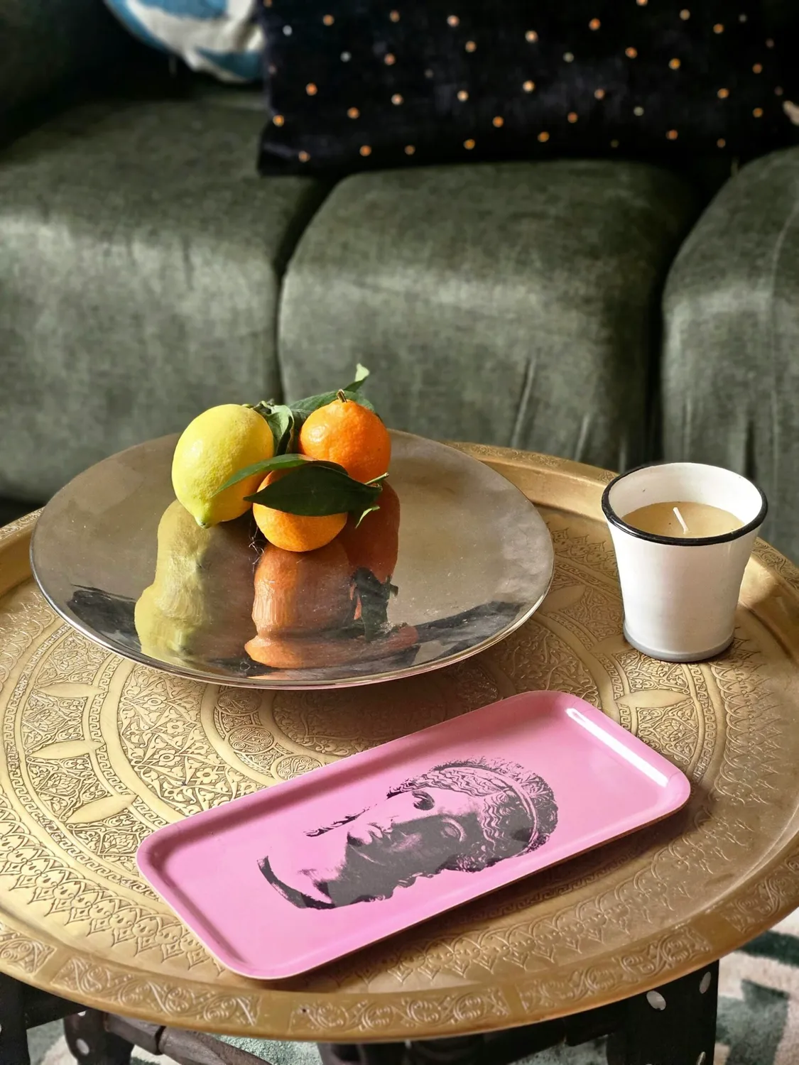 Les Ottomans Scultura Classica Rosa træbakke dekorativ