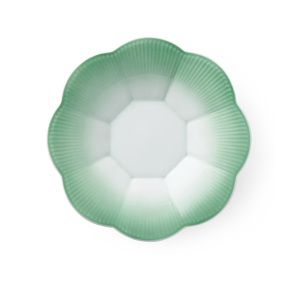 Kgl. Porcelæn Iris skål grøn 25 cm dyb blomsterkant