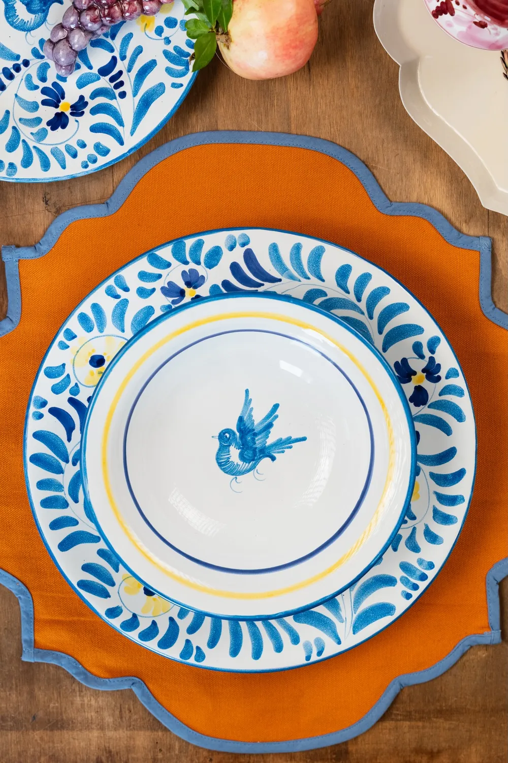 Les Ottomans Uccelli e Fiori skål stentøj fugle blomster