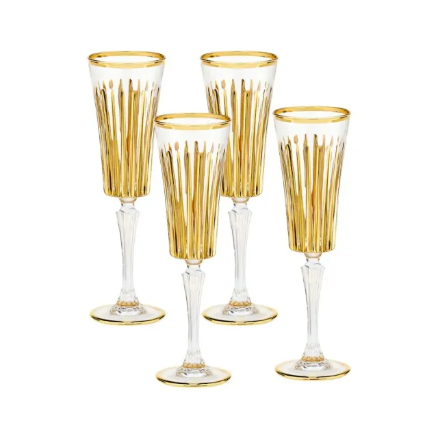 Les Ottomans CG08 champagneglas 4 stk guld stribet