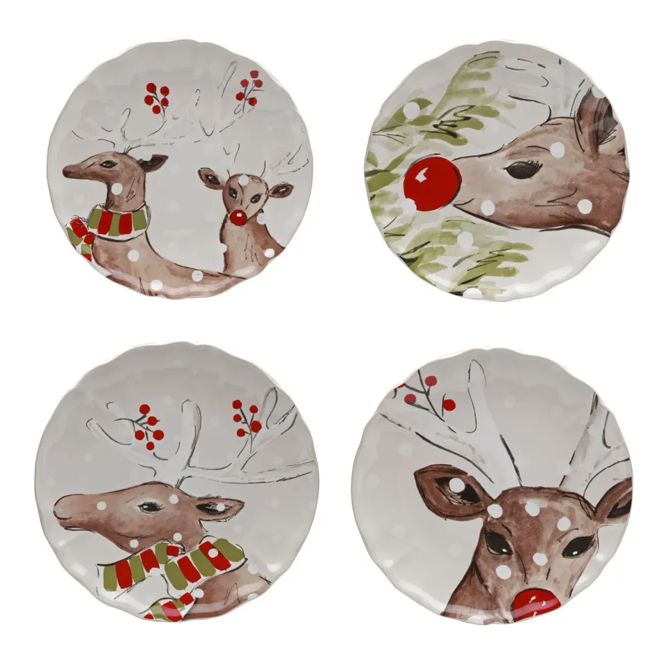 Costa Nova Deer Friends desserttallerken 4 stk hvid blank
