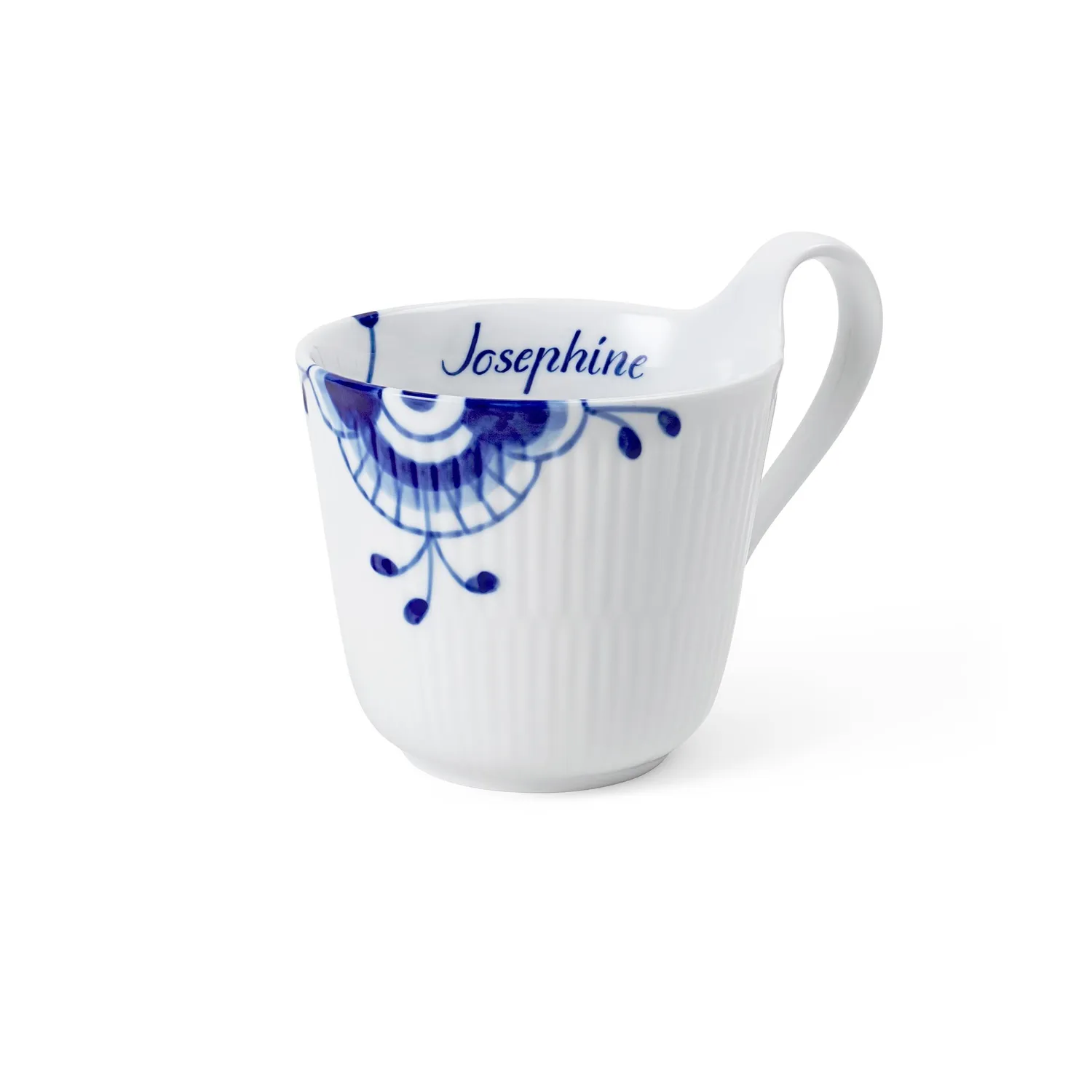 Kgl. Porcelæn Blå Mega Riflet højhankskop Bespoke 33 cl håndmalet